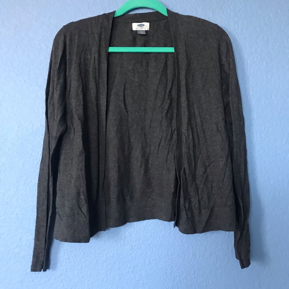 Open front charcoal cardigan